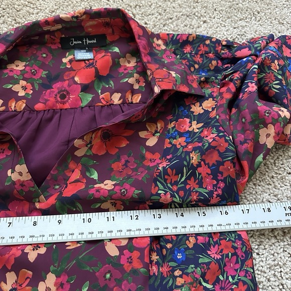 Jessica Howard Womens Dress Plus Size 16W Floral Chiffon Collared Boho Spring - Picture 8 of 12